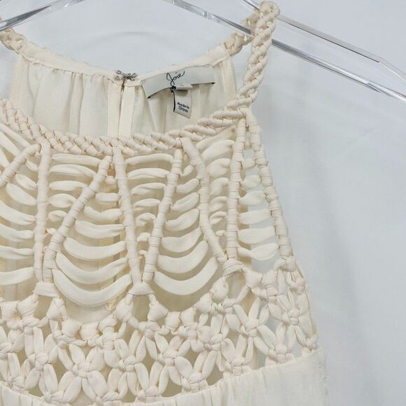Joie Size Small Ivory Montara Knotted Macrame Silk Tank Top Blouse - Picture 7 of 12